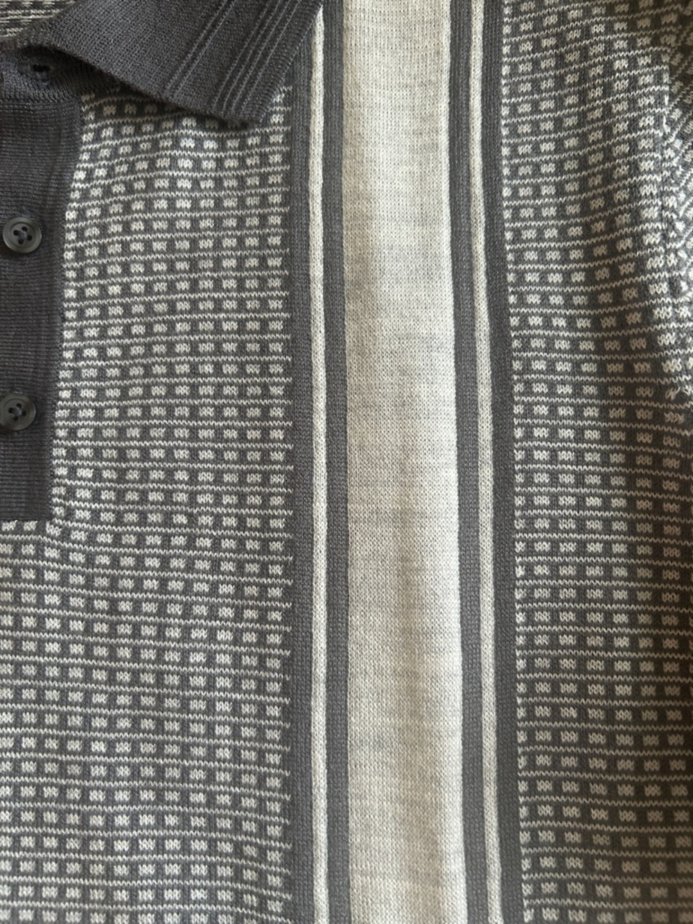 Apt. 9 Men's Gray Polo Sweater with Light Stripe Panels - Picture 4 of 5